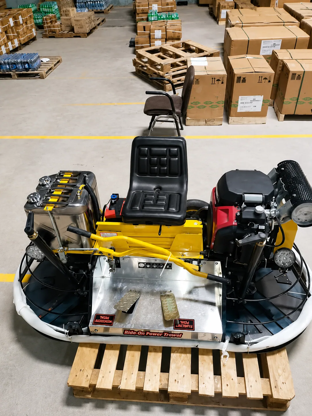 Ride-on power trowel, top view